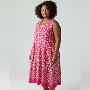 Pink Floral Sleeveless Pleated Bottom Dress N Touch size XL New